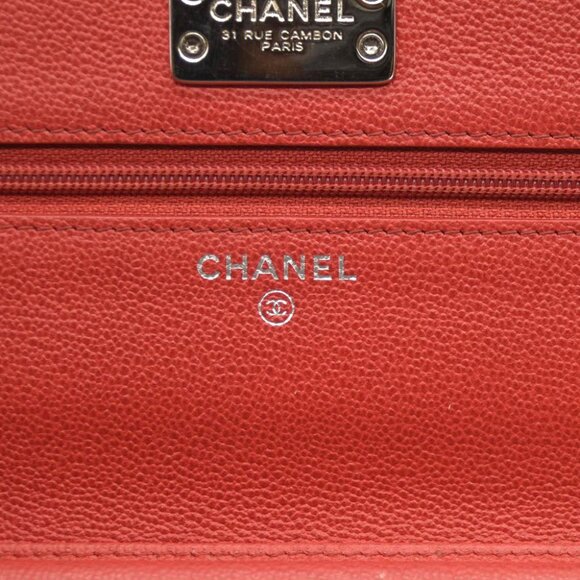CHANEL Grained Calfskin Quilted CC Box Wallet On Chain WOC Red 27* - Picture 10 of 16